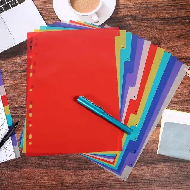 Alt view image 6 of 6 - 12 Tab Binder Dividers 3 Ring Plastic Binder Dividers with Tabs, Multicolor Notebook Dividers for 2/3/4/11 Ring Binders, Letter Size (8.2×11.6 Inch)