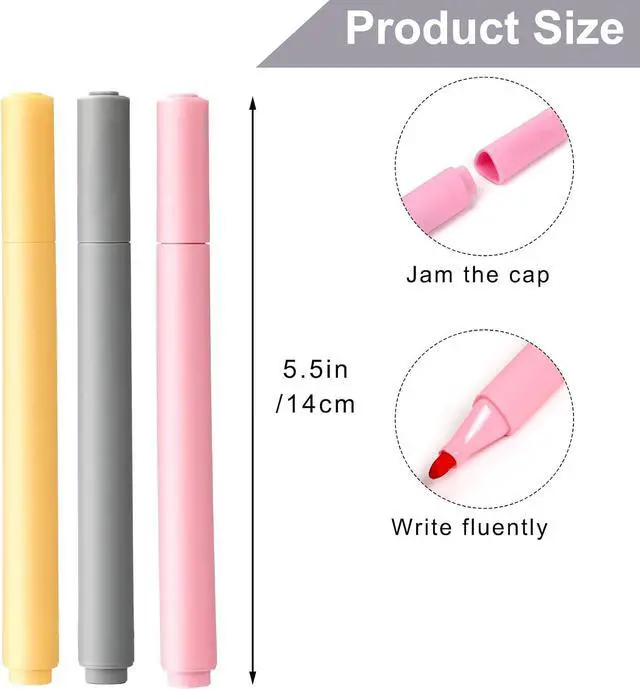 Alt view image 2 of 7 - Dry Erase Markers, Cute Aesthetic Marker with 8 Colors | Erasable Low-odor Children's Whiteboard Pen, Marker Pens for Home Office and Classroom, 8 Pack
