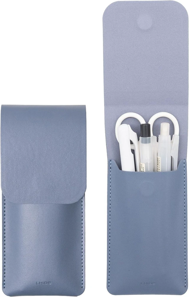 Main image of Leather Pencil Pouch, Pen Bag for Three Fountain, Ballpoint & Rollerball Pens, Small Pencil Case, Travel Bags Organizer