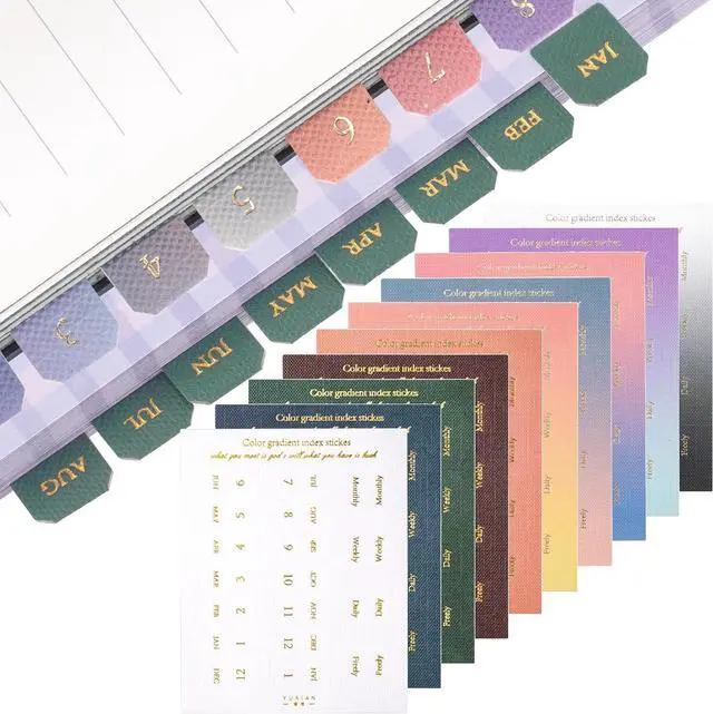 Main image of 20 Sheets Planner Monthly Tabs, Self Adhesive Tabs Stickers, Planners Index Tabs Calendar Tabs for Planners, Office, Study, Notebook (360 Pcs, Style1, Style3)