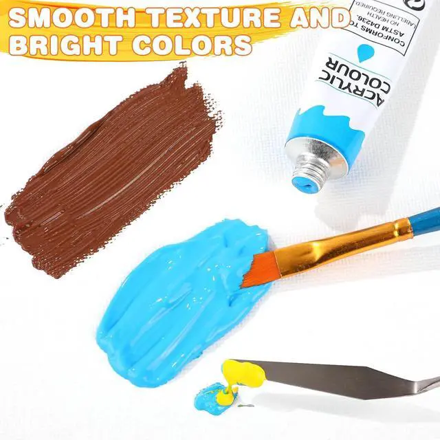 Alt view image 3 of 6 - Acrylic Paint Set, 12 Colors (2 Pack) with 20 Paint Brushes | 24 Acrylic Paints for Adults, Beginner, Professional Artists, Non-Toxic Craft Paint kit for Paper, Canvas, Rock,Wood, Ceramic