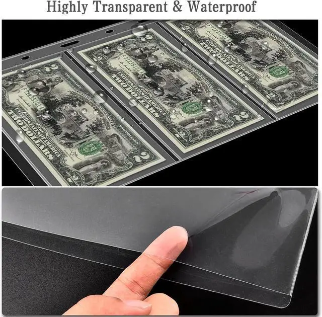 Alt view image 3 of 5 - Ettonsun 10 Sheets Paper Money Collection Pages,Currency Sleeves,Currency Holder Collection Supplies Album Pages for Travel Bill Banknote Stamp Paper Souvenirs Storage