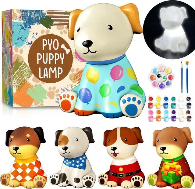 Main image of Paint Your Own Dog Lamp Kit, DIY Night Light, Crafts for Teens Girls Boys, Arts & Crafts for Kids Ages 8-12, Painting Kit for Kids, Room Decoration, Birthday Gift for Kids Ages 3 4 5 6 7 8+