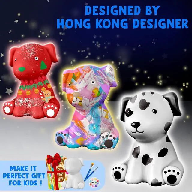 Alt view image 7 of 7 - Paint Your Own Dog Lamp Kit, DIY Night Light, Crafts for Teens Girls Boys, Arts & Crafts for Kids Ages 8-12, Painting Kit for Kids, Room Decoration, Birthday Gift for Kids Ages 3 4 5 6 7 8+