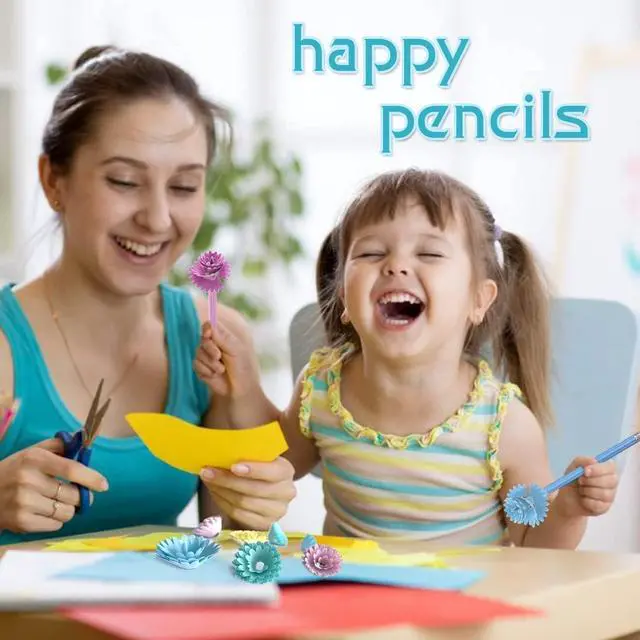 Alt view image 3 of 7 - Flower Shaped HB Pencils for Kids, Cute School Supplies, 12 Count | Unique Petal-Like Shavings Design, Encourages Creative Learning, Classroom Prizes, Birthday Gifts, Party Favors