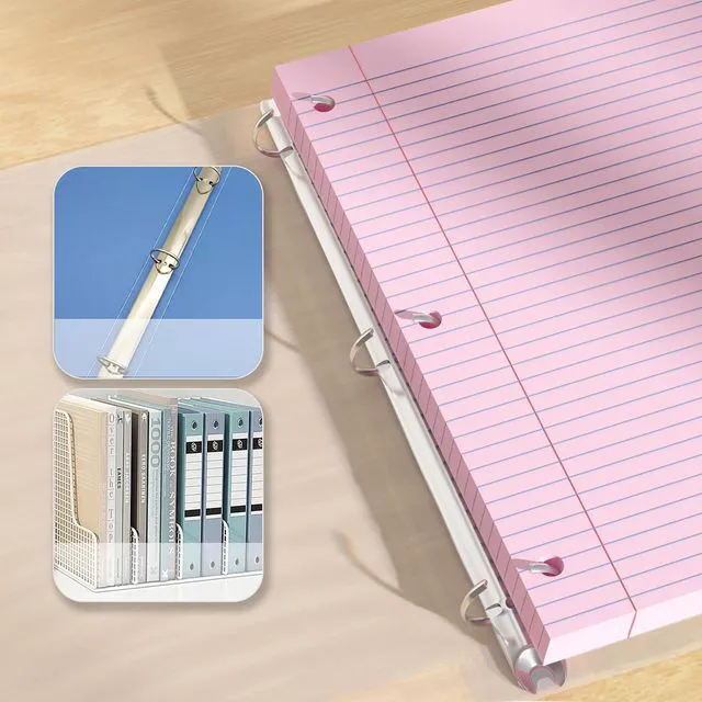 Alt view image 5 of 7 - Pink Loose Leaf Paper 100 Sheets Colored Filler Paper 8 * 10.5 College Ruled 3-Hole Punched Paper for 3-Ring Binders Notebook Lined 8" x 10.5"