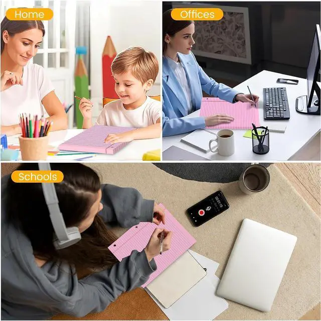 Alt view image 7 of 7 - Pink Loose Leaf Paper 100 Sheets Colored Filler Paper 8 * 10.5 College Ruled 3-Hole Punched Paper for 3-Ring Binders Notebook Lined 8" x 10.5"