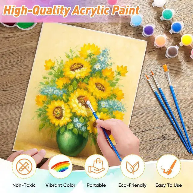 Alt view image 4 of 7 - 8 Pack Mini Acrylic Paint Set, 12 Colors Acrylic Paint Strips with 16 Brushes, Washable Paint for Kids & Adults Craft, 112 PCS Painting kit for Easter Eggs, Birthday, Party Favor, Classroom Art Gifts