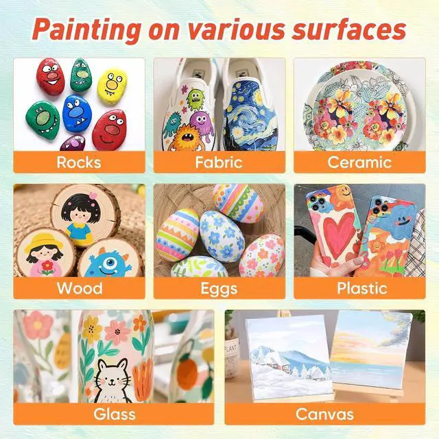 Alt view image 7 of 7 - 8 Pack Mini Acrylic Paint Set, 12 Colors Acrylic Paint Strips with 16 Brushes, Washable Paint for Kids & Adults Craft, 112 PCS Painting kit for Easter Eggs, Birthday, Party Favor, Classroom Art Gifts