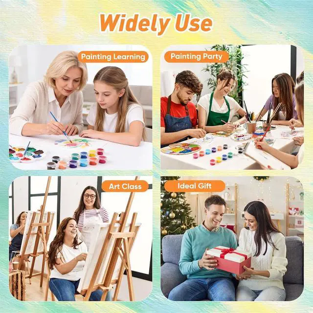 Alt view image 6 of 7 - 8 Pack Mini Acrylic Paint Set, 12 Colors Acrylic Paint Strips with 16 Brushes, Washable Paint for Kids & Adults Craft, 112 PCS Painting kit for Easter Eggs, Birthday, Party Favor, Classroom Art Gifts