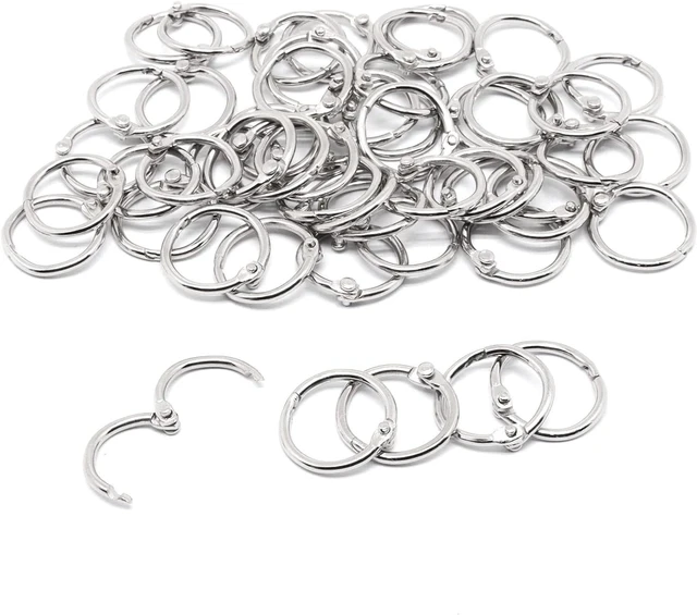Main image of 50 Pcs Binder Rings 0.5 Inch, Nickel Plated Steel Paper Rings Office Book Rings Small Key Rings, Metal Loose Leaf Binder Rings Clips for Index Cards