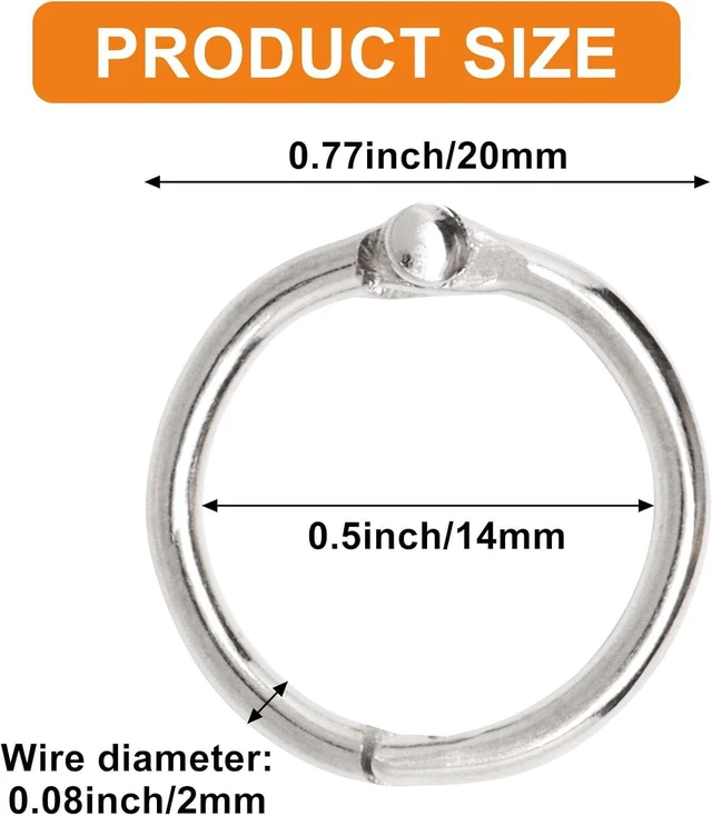 Alt view image 2 of 7 - 50 Pcs Binder Rings 0.5 Inch, Nickel Plated Steel Paper Rings Office Book Rings Small Key Rings, Metal Loose Leaf Binder Rings Clips for Index Cards