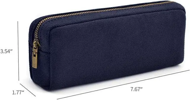 Alt view image 6 of 6 - Pencil Pen Case, Canvas Pencil Pouch Big Capacity Pen Bag with Zipper Durable Stationary Storage Bag for Adult Students Officers