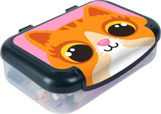 Main image of Recycled Plastic Pencil Box for Girls, School Pencil Case, Cute Kitty