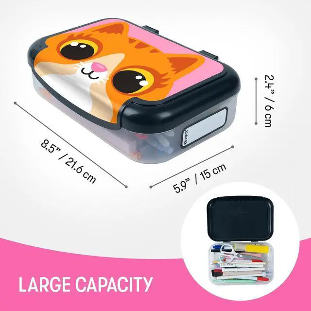 Alt view image 3 of 7 - Recycled Plastic Pencil Box for Girls, School Pencil Case, Cute Kitty