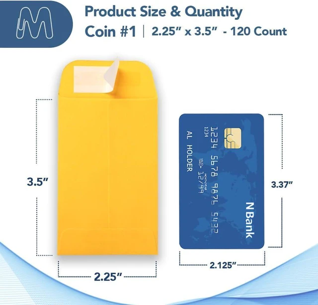 Alt view image 2 of 7 - MOS #1 Gold Coin Envelopes 2.25 x 3.5 Inch 120 Pack Self-Seal Yellow Small Envelopes for Coins, Seeds, Small Parts, Collectibles, Jewelry, Craft Storage