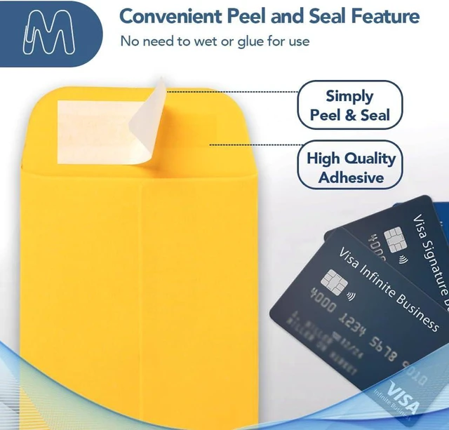 Alt view image 3 of 7 - MOS #1 Gold Coin Envelopes 2.25 x 3.5 Inch 120 Pack Self-Seal Yellow Small Envelopes for Coins, Seeds, Small Parts, Collectibles, Jewelry, Craft Storage
