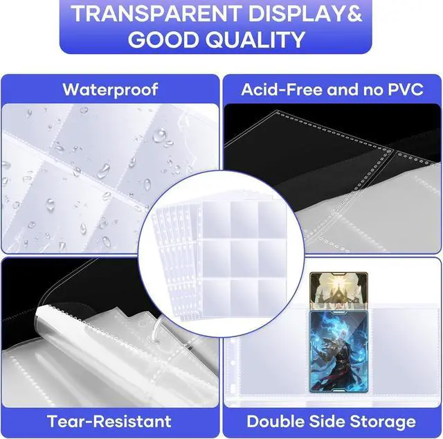 Alt view image 4 of 7 - 40 Pack 9 Pocket Page Protectors,720 Pockets Double Sided Card Holder Pages for a 3 Ring Binder, Card Protector Sheets Baseball Card Binder,Fit for MTG, TCG, Baseball Standard Cards
