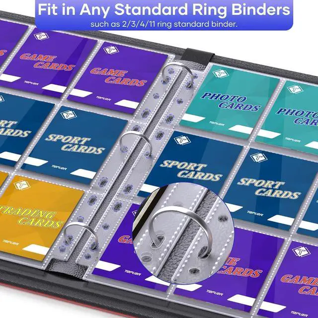 Alt view image 5 of 7 - 40 Pack 9 Pocket Page Protectors,720 Pockets Double Sided Card Holder Pages for a 3 Ring Binder, Card Protector Sheets Baseball Card Binder,Fit for MTG, TCG, Baseball Standard Cards