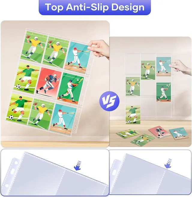 Alt view image 6 of 7 - 40 Pack 9 Pocket Page Protectors,720 Pockets Double Sided Card Holder Pages for a 3 Ring Binder, Card Protector Sheets Baseball Card Binder,Fit for MTG, TCG, Baseball Standard Cards