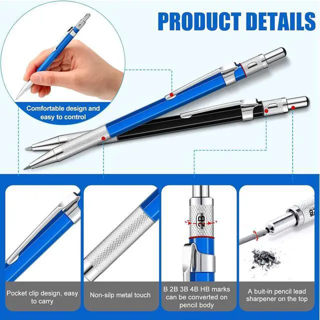 Alt view image 2 of 7 - 2 Pcs Welders Pencil 48 Refill, Silver