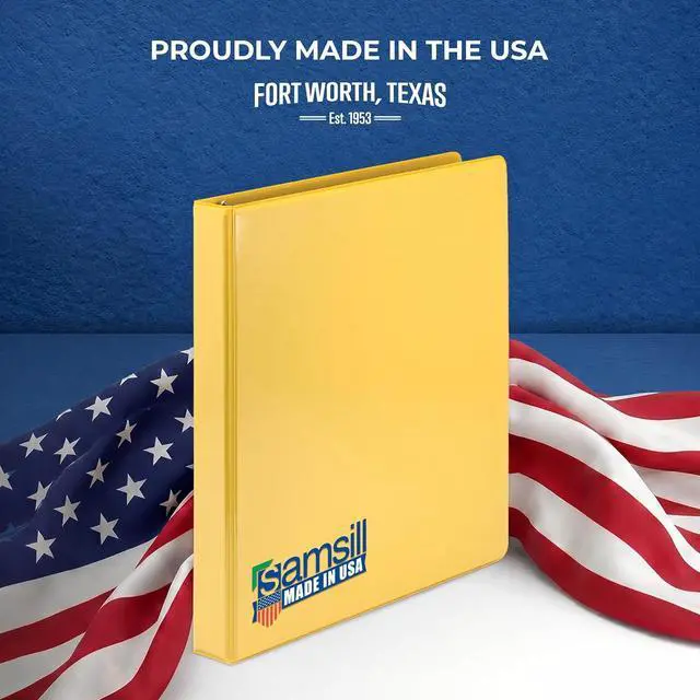 Alt view image 2 of 6 - Economy 3 Ring Presentation View Binder, 1 Inch Round Ring, Yellow Holds 200Sheets, Customizable Clear View Cover(18531)