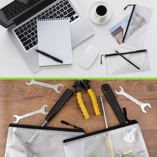 Alt view image 7 of 7 - 24 Pack Mesh Zipper Pouch Bags Small, Zipper Pencil Pouches, 9.2 x 4.7 in Clear Pencil Pouch Bulk, Pencil Bags with Zipper for Travel Storage, Black