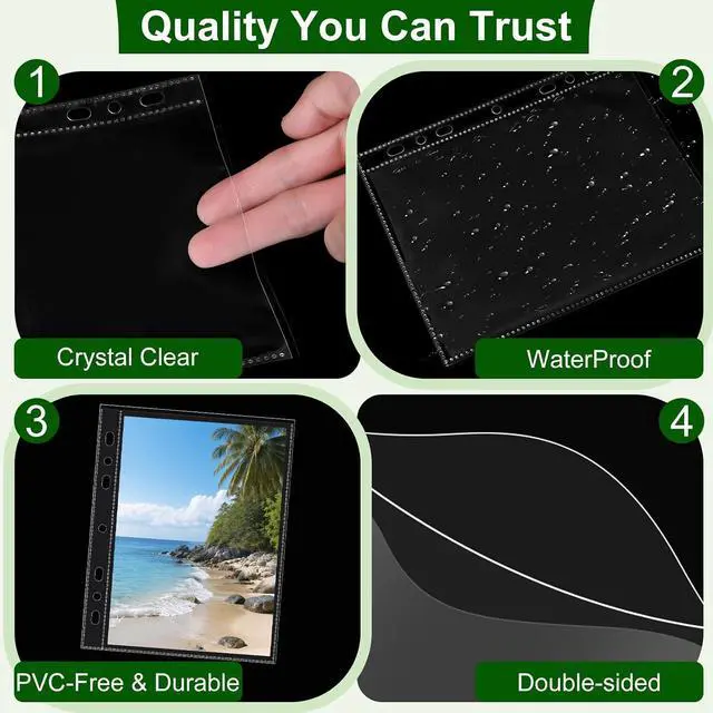 Alt view image 5 of 7 - 30 Pack 60 Pockets 5x7' Ultra-Clear Photocard Sleeves for 6 Ring A5 Binder, Double-Sided 1 Pocket Photo Pages, Top Loading Sheet Protector for Photos, Postcards, Seed Packets