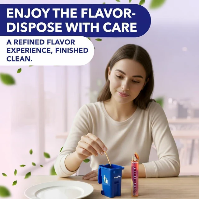 Alt view image 3 of 6 - Flavoured Toothpick Holder Mini Blue Trash Bin with Swing Lid for Flavored Toothpicks, Infused Toothpicks Storage Can for Desk or Car, Travel Toothpick Container, 5 Ounces Toothpick Bin