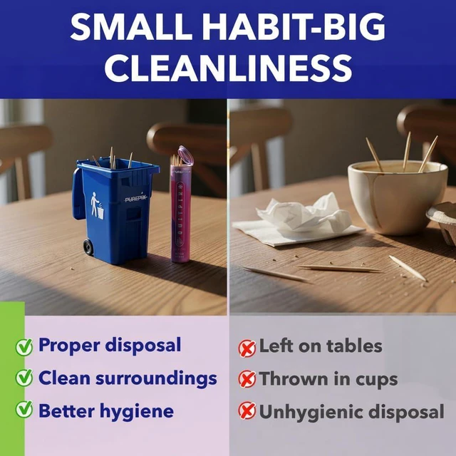 Alt view image 6 of 6 - Flavoured Toothpick Holder Mini Blue Trash Bin with Swing Lid for Flavored Toothpicks, Infused Toothpicks Storage Can for Desk or Car, Travel Toothpick Container, 5 Ounces Toothpick Bin