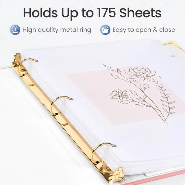 Alt view image 2 of 7 - 3 Ring Binder 1 Inch with Metal Corner, Letter Size, Pink