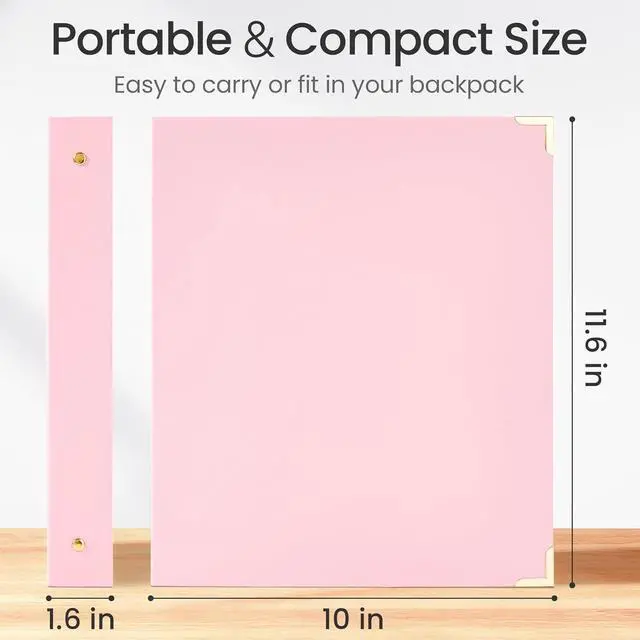 Alt view image 4 of 7 - 3 Ring Binder 1 Inch with Metal Corner, Letter Size, Pink