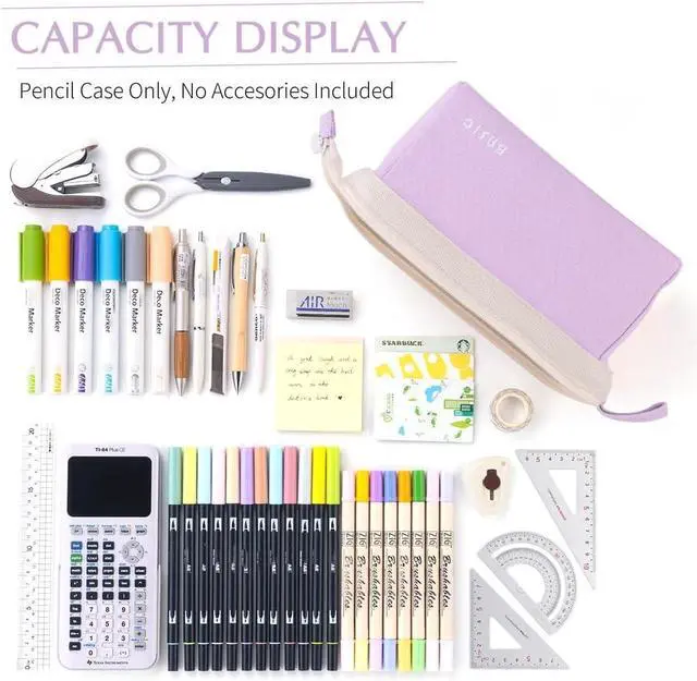 Alt view image 6 of 6 - Wide-Open Pencil Case Big Capacity Pencil Pouch Portable Pen Bag School Supplies for Students Boys Girls, Purple