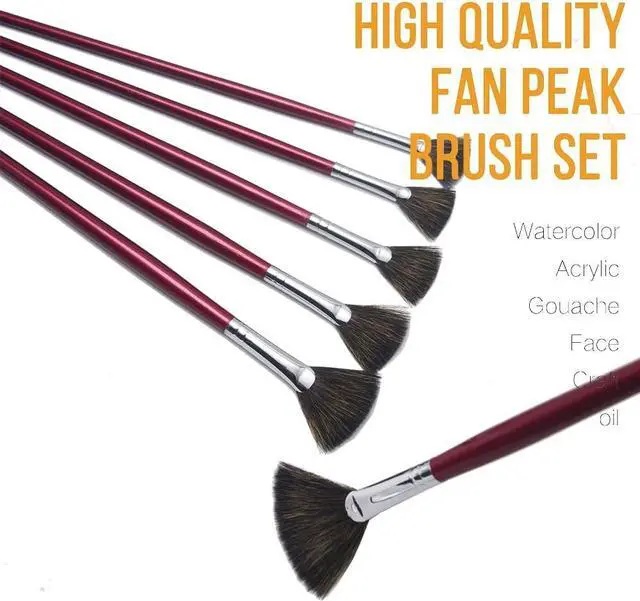 Alt view image 5 of 7 - high-Grade Mink 6 pcs/Set Fish Tail Fan Shape Watercolor Gouache Acrylic Painting Pen Artist Oil Painting Brushes Art Supplies