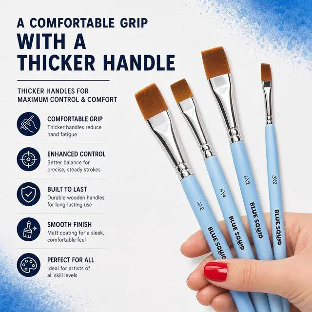 Alt view image 7 of 7 - Watercolor Paint Brushes Set of 12 - Professional Artist Brush Set with Soft Synthetic Nylon Bristles - Art Brushes Ideal for Watercolor, Acrylic, Face & Body Painting for Kids to Adults