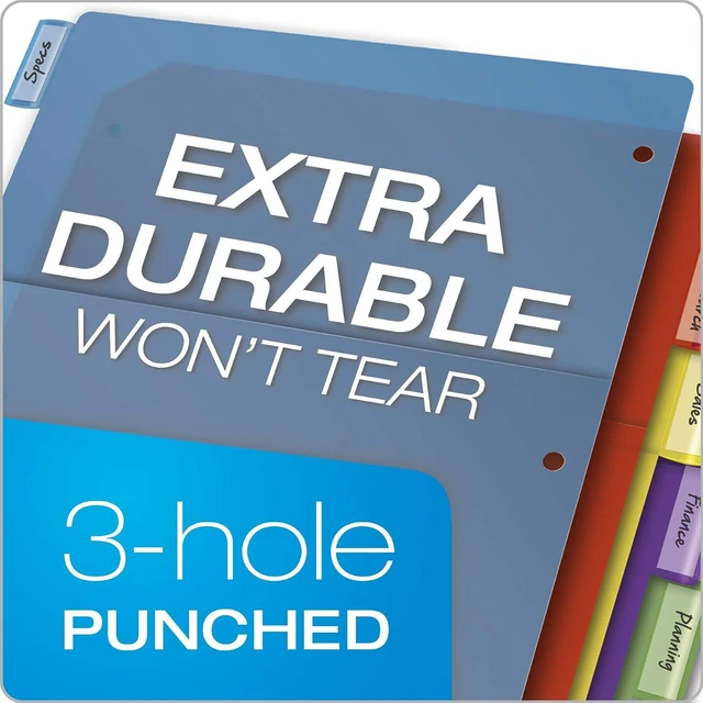 Alt view image 3 of 7 - Expanding Plastic Binder Dividers, Flexible Front Pockets Expand 1/4", 5-Tab, Insertable Multicolor Tabs, Letter Size, 1 Set (84012CB)