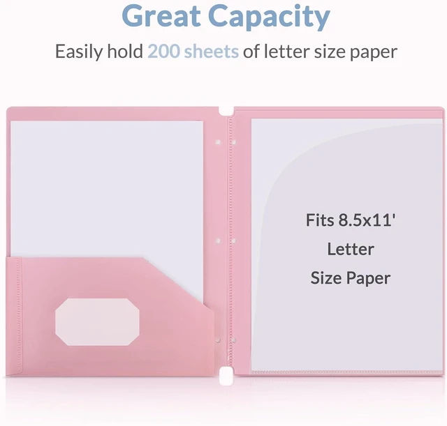 Alt view image 5 of 7 - Pocket Folders, 2 Pockets and 3 Dividers, Letter Size Fits 3-Ring Binders School Folders for Students & Office Use Pink & Purple