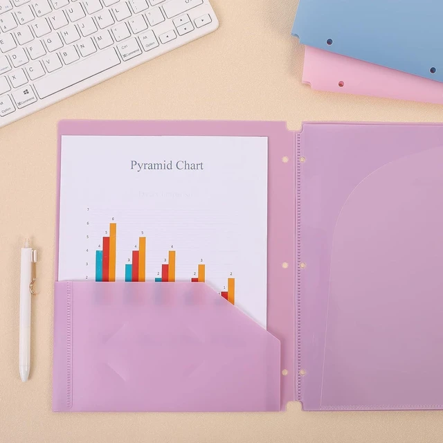 Alt view image 6 of 7 - Pocket Folders, 2 Pockets and 3 Dividers, Letter Size Fits 3-Ring Binders School Folders for Students & Office Use Pink & Purple