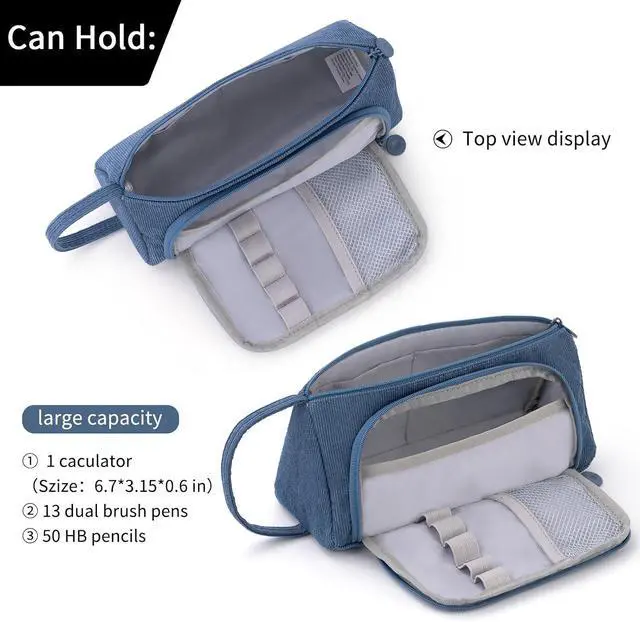 Alt view image 3 of 6 - Big Capacity Pencil Case Pouch Pen Case Simple Stationery Bag School College Office Organizer for Teens Girls Adults Student