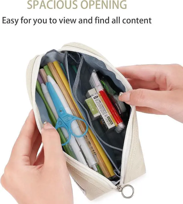 Alt view image 2 of 5 - Pencil Case,Large Opening Pencil Pouch,Zipper Closure,Portable Stationery Organizer pencil bag,Office Travel Multi-Purpose Bag
