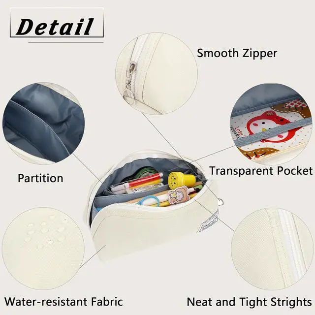 Alt view image 5 of 5 - Pencil Case,Large Opening Pencil Pouch,Zipper Closure,Portable Stationery Organizer pencil bag,Office Travel Multi-Purpose Bag