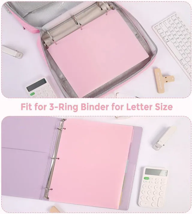 Alt view image 3 of 7 - Pocket Folders, 2 Pockets and 3 Dividers, Letter Size Fits 3-Ring Binders School Folders for Students & Office Use Pink & Purple