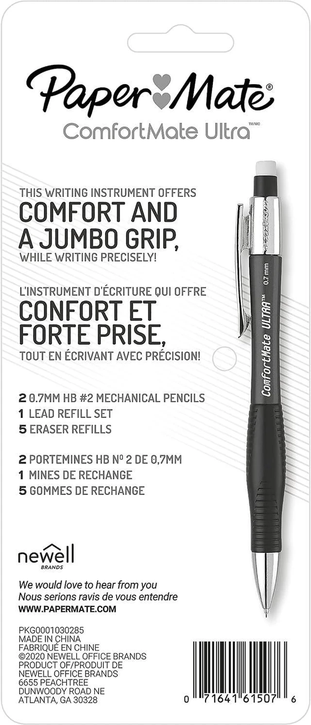Alt view image 4 of 4 - Comfort Mate Ultra Mechanical Pencil Set, 0.7mm, HB #2, Assorted Colors, 2 Count