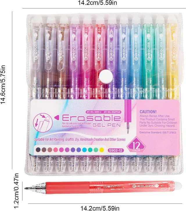 Alt view image 3 of 7 - 12 Colors Erasable Gel Pens, Retractable Clicker 0.7mm Fine Point, Friction Eraser Pen, Smooth Writing Multicolor Gel Pens for Writing, Drawing, Planners, Crossword Puzzles, School & Office