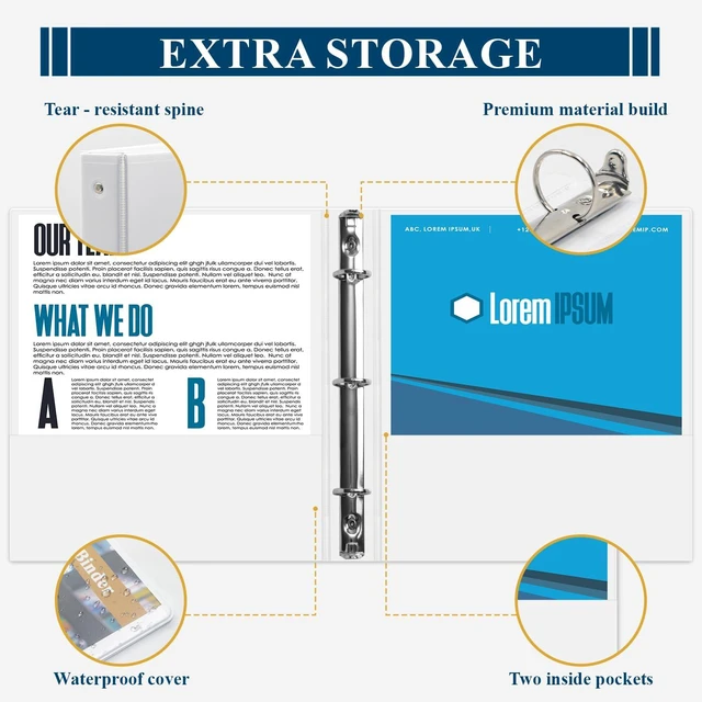 Alt view image 5 of 7 - 1 Inch Binders 3 Ring, 2 Pack White 3 Ring Binder 1 Inch