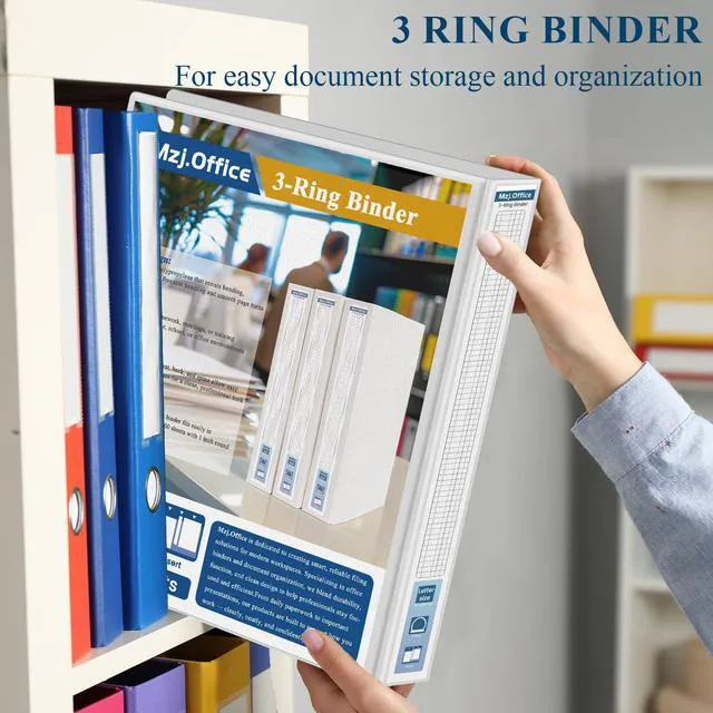 Alt view image 7 of 7 - 1 Inch Binders 3 Ring, 2 Pack White 3 Ring Binder 1 Inch
