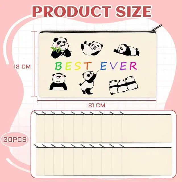 Alt view image 4 of 7 - 20 Pcs Canvas Bag Zipper Pouch 8.3 x 5 Inches Makeup Bags Bulk Multi-Purpose Canvas Pencil Pouch with Zipper, DIY Pencil Bag, Canva Cosmetic Toiletry Bags for Painting DIY Craft, Travel, Storage