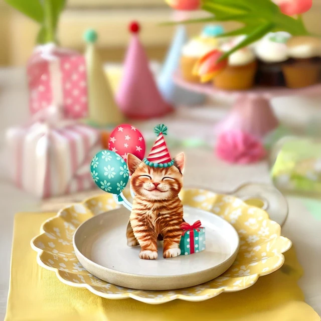 Alt view image 4 of 7 - Pop Up Cards, Mini Birthday Kitten, 6 Inch Mini Sized 3D Cat Gifts, Popup Greeting Card, Birthday Cards, Paper Cat Cards, Blank Notecard & Envelope