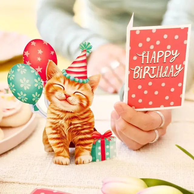 Alt view image 6 of 7 - Pop Up Cards, Mini Birthday Kitten, 6 Inch Mini Sized 3D Cat Gifts, Popup Greeting Card, Birthday Cards, Paper Cat Cards, Blank Notecard & Envelope