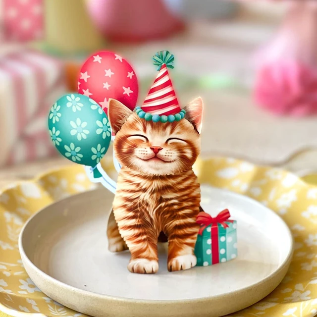 Alt view image 7 of 7 - Pop Up Cards, Mini Birthday Kitten, 6 Inch Mini Sized 3D Cat Gifts, Popup Greeting Card, Birthday Cards, Paper Cat Cards, Blank Notecard & Envelope